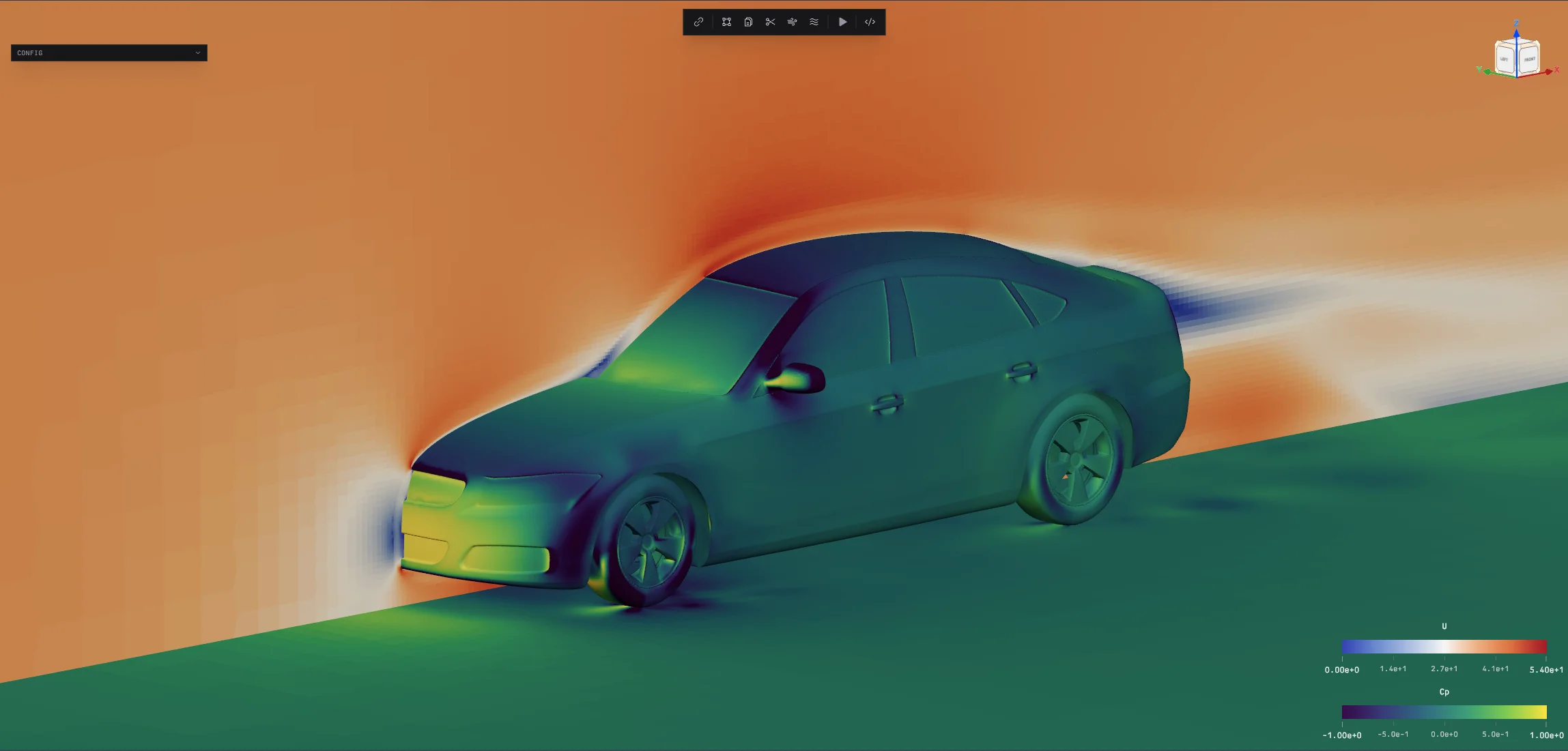 CFD velocity field simulation on the DrivAer fastback model